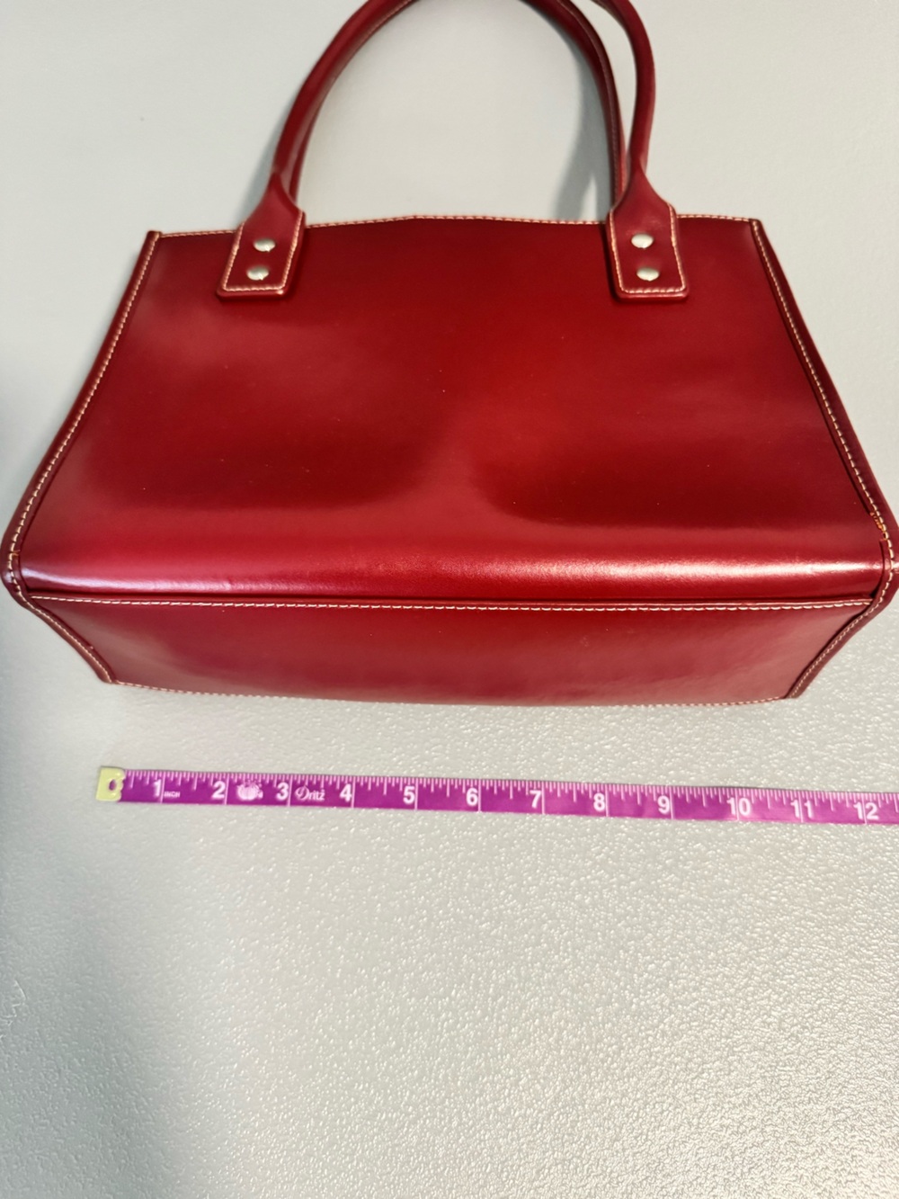 Wilsons Leather Red Patent Tote Shoulder Bag Satchel - Picture 10 of 16